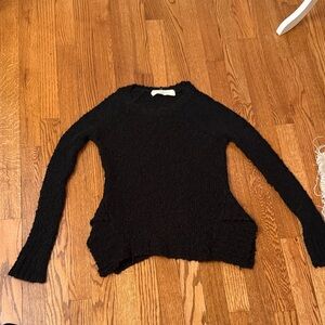 Zara Black Textured Crew Neck Sweater